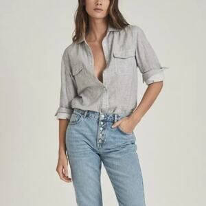 Reiss Grey Mimi Cotton Twin Pocket Shirt 6